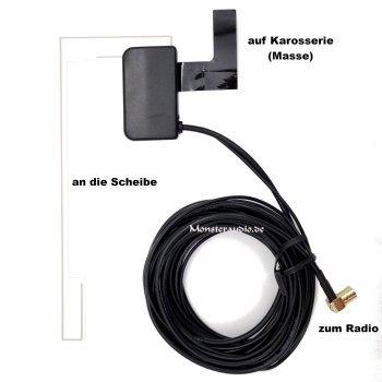 DAB-Antenne Auto aktiv Radio Scheibenantenne SMB für JVC Kenwood DAB+ Autoleads DAB-AA2